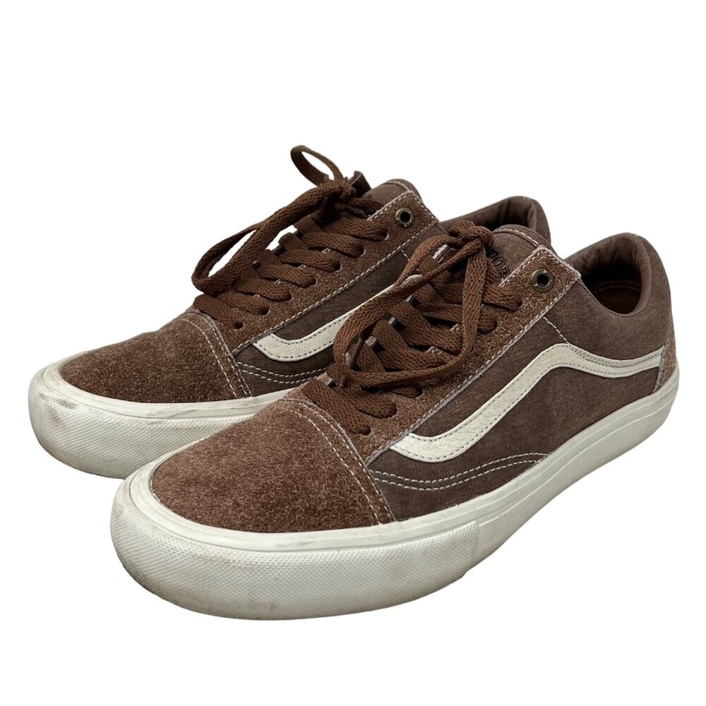 Vans Mens Old Skool Pro Passport Brown Suede Canvas Skate Shoe‎ Size 9.5 Classic